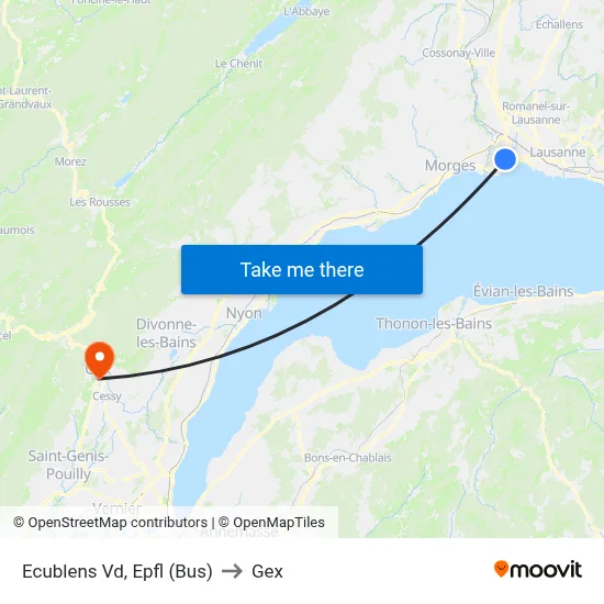 Ecublens Vd, Epfl (Bus) to Gex map