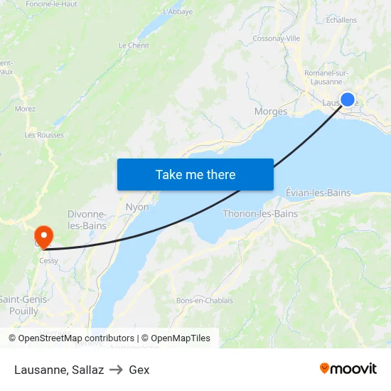 Lausanne, Sallaz to Gex map