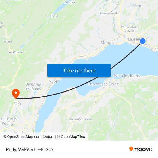 Pully, Val-Vert to Gex map