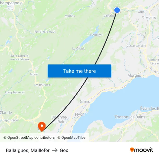 Ballaigues, Maillefer to Gex map