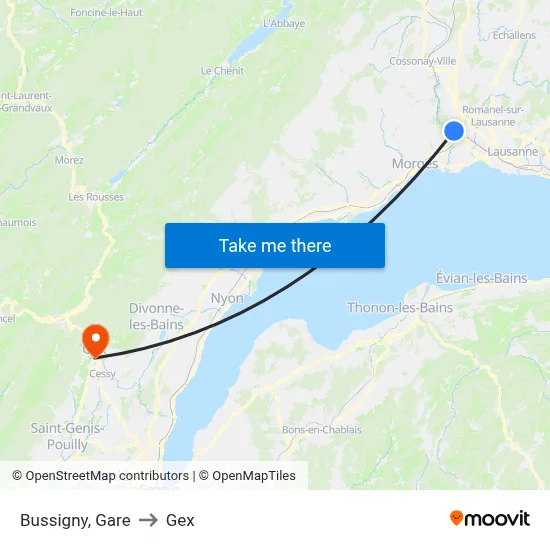 Bussigny, Gare to Gex map