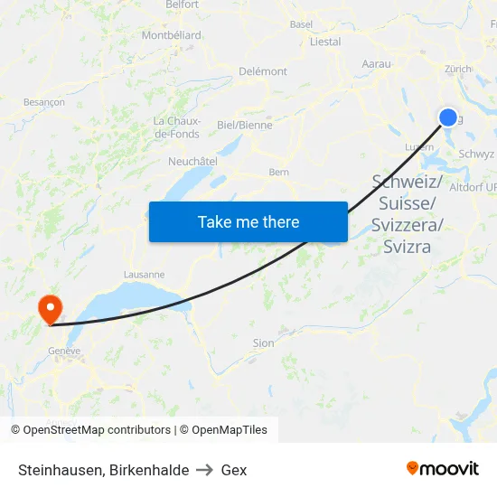 Steinhausen, Birkenhalde to Gex map