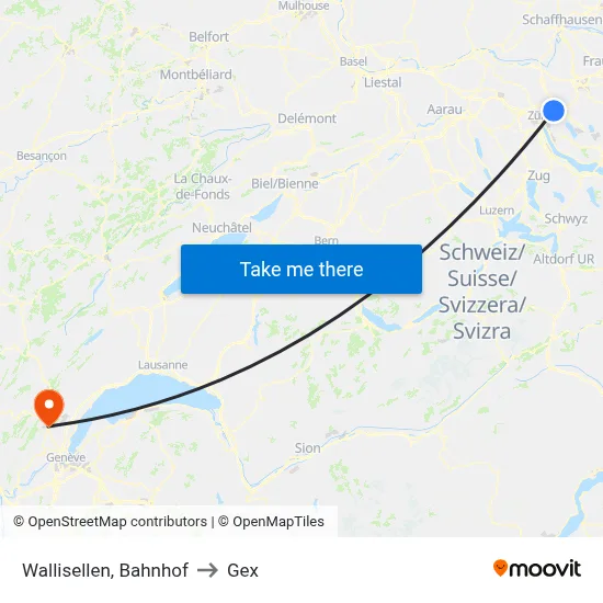 Wallisellen, Bahnhof to Gex map