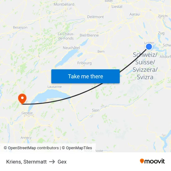 Kriens, Sternmatt to Gex map