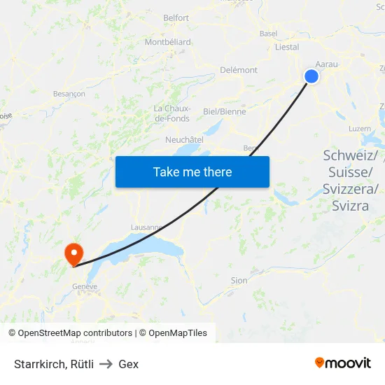 Starrkirch, Rütli to Gex map