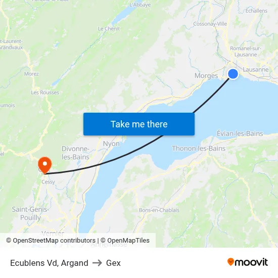 Ecublens Vd, Argand to Gex map