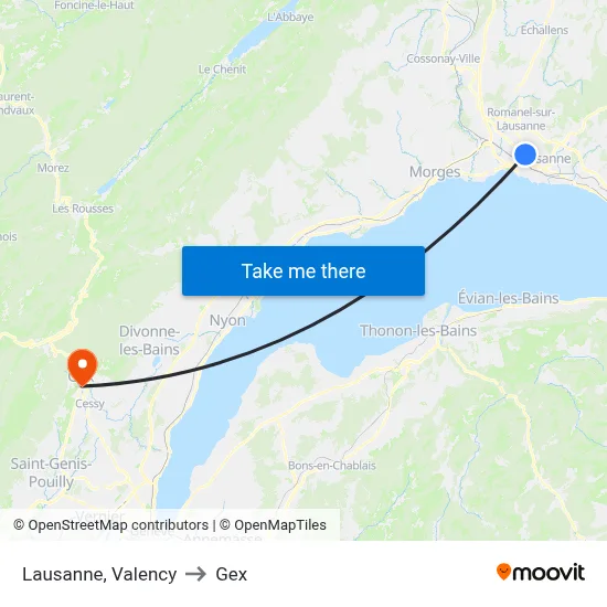Lausanne, Valency to Gex map