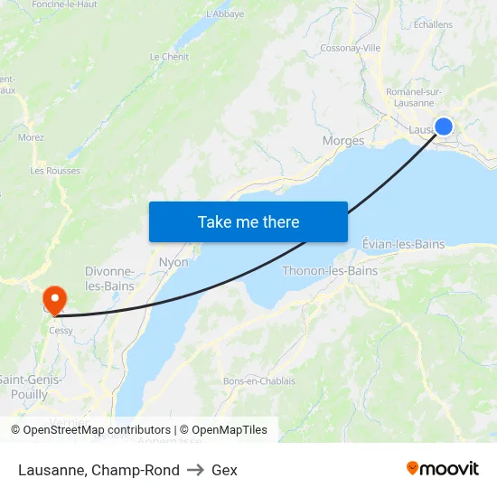 Lausanne, Champ-Rond to Gex map