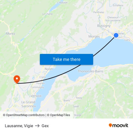 Lausanne, Vigie to Gex map