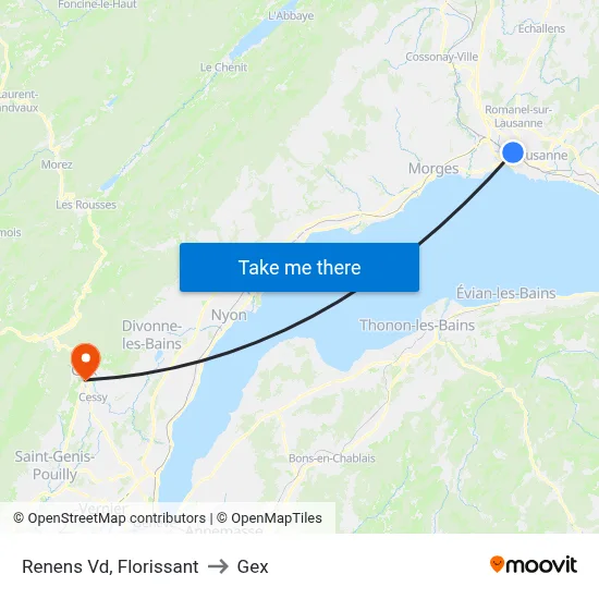 Renens Vd, Florissant to Gex map