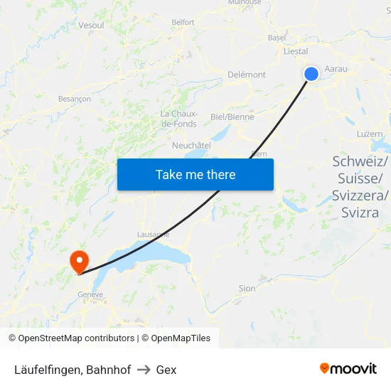 Läufelfingen, Bahnhof to Gex map