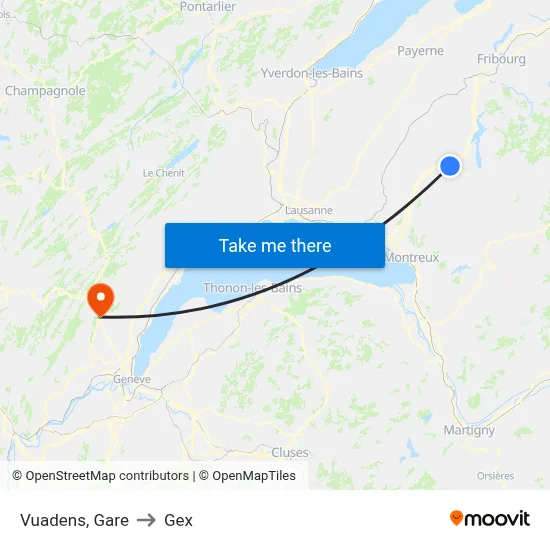 Vuadens, Gare to Gex map