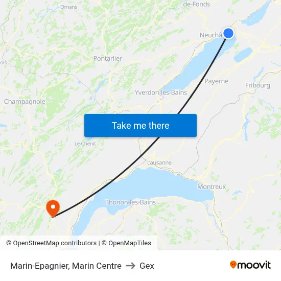 Marin-Epagnier, Marin Centre to Gex map