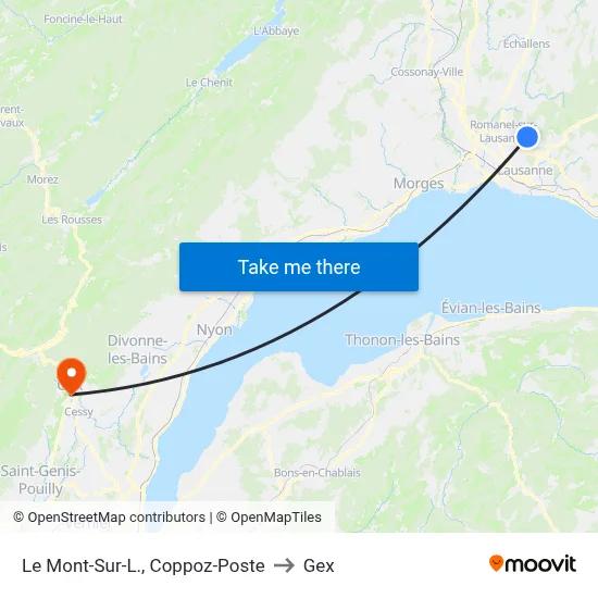 Le Mont-Sur-L., Coppoz-Poste to Gex map