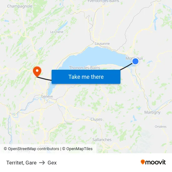 Territet, Gare to Gex map