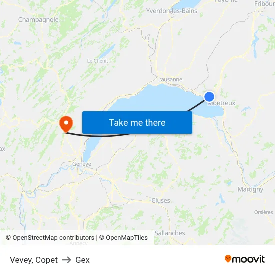 Vevey, Copet to Gex map