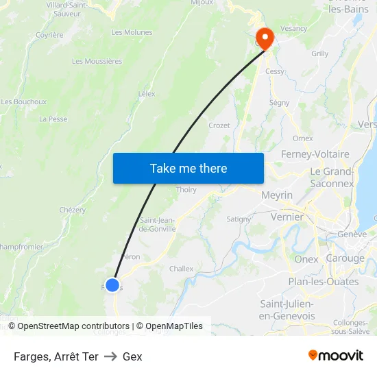 Farges, Arrêt Ter to Gex map
