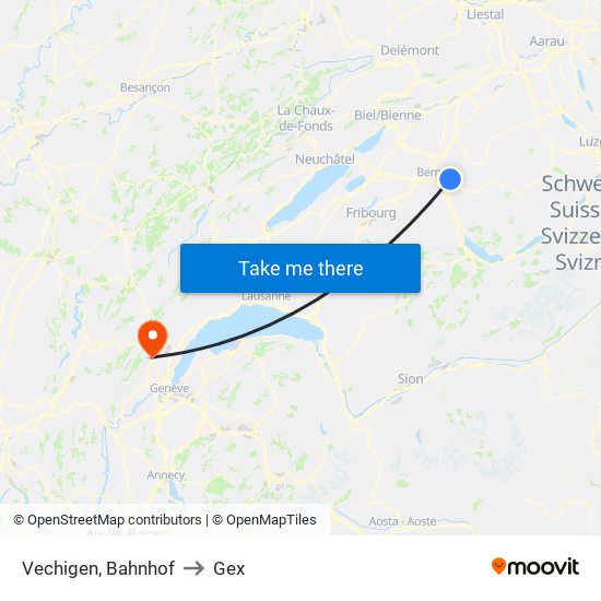 Vechigen, Bahnhof to Gex map