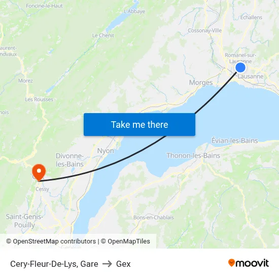 Cery-Fleur-De-Lys, Gare to Gex map