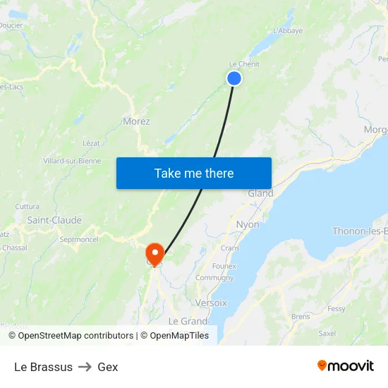 Le Brassus to Gex map