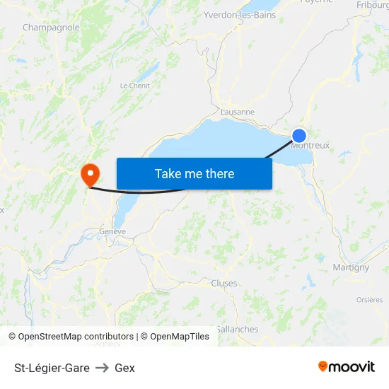 St-Légier-Gare to Gex map