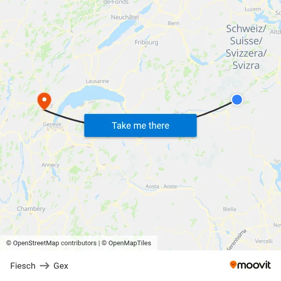 Fiesch to Gex map
