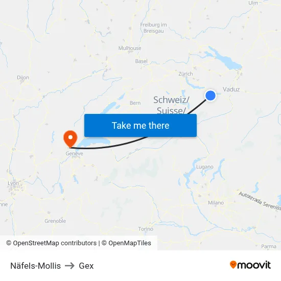 Näfels-Mollis to Gex map