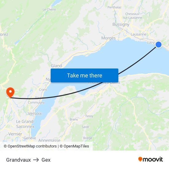 Grandvaux to Gex map