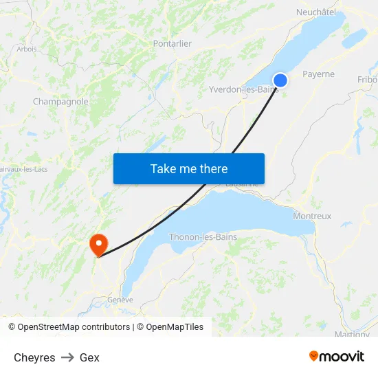 Cheyres to Gex map