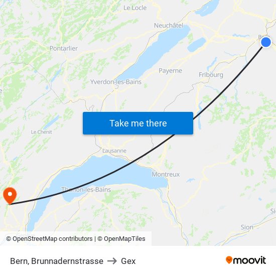 Bern, Brunnadernstrasse to Gex map