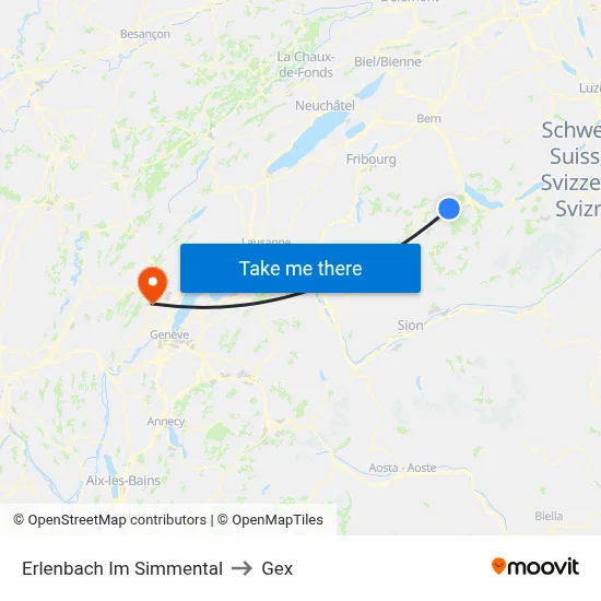 Erlenbach Im Simmental to Gex map