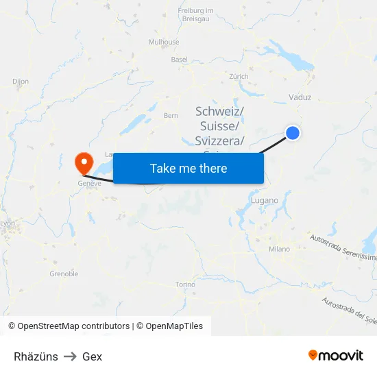 Rhäzüns to Gex map