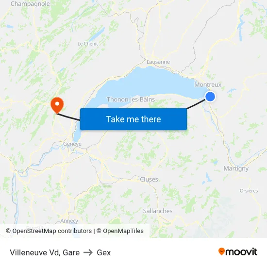 Villeneuve Vd, Gare to Gex map
