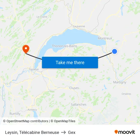 Leysin, Télécabine Berneuse to Gex map