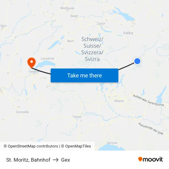 St. Moritz, Bahnhof to Gex map