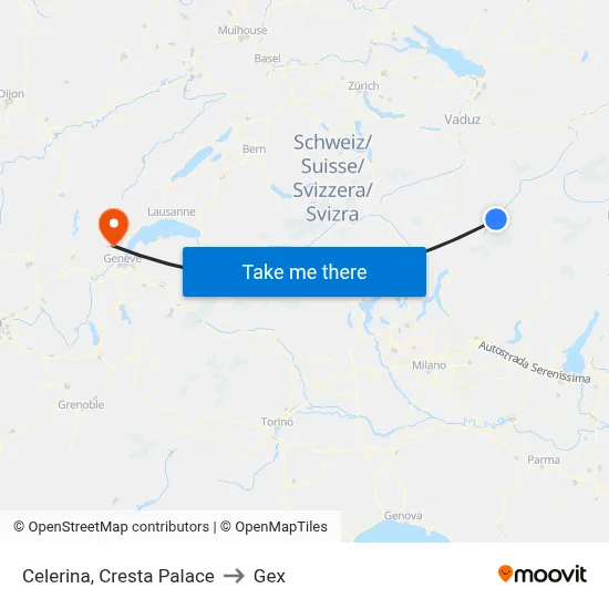 Celerina, Cresta Palace to Gex map