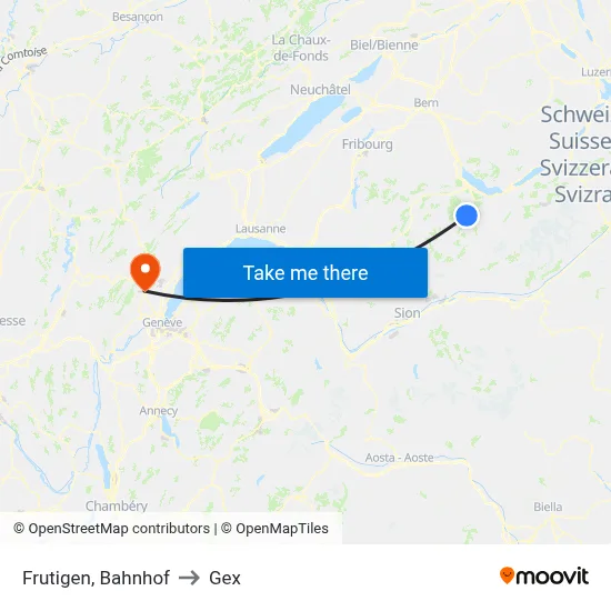 Frutigen, Bahnhof to Gex map