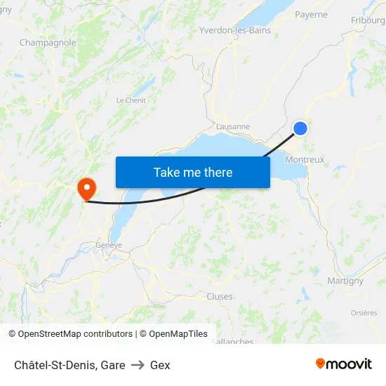 Châtel-St-Denis, Gare to Gex map