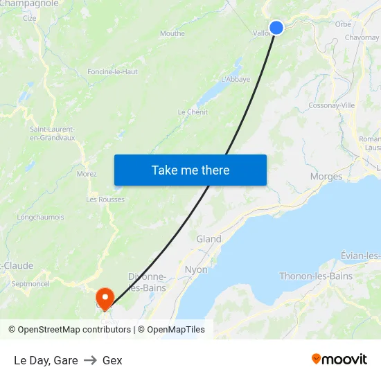 Le Day, Gare to Gex map