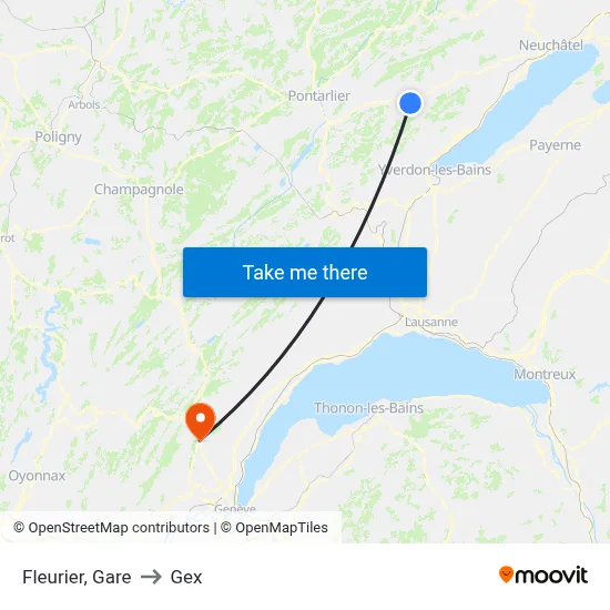 Fleurier, Gare to Gex map