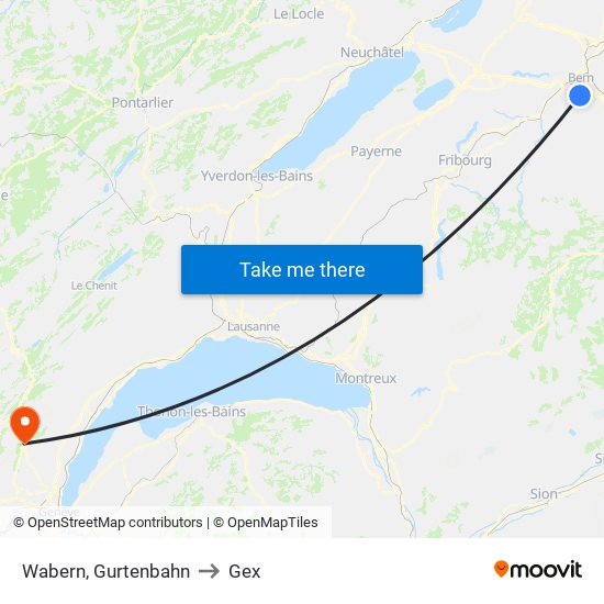 Wabern, Gurtenbahn to Gex map