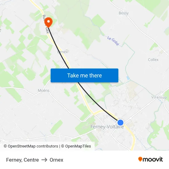 Ferney, Centre to Ornex map