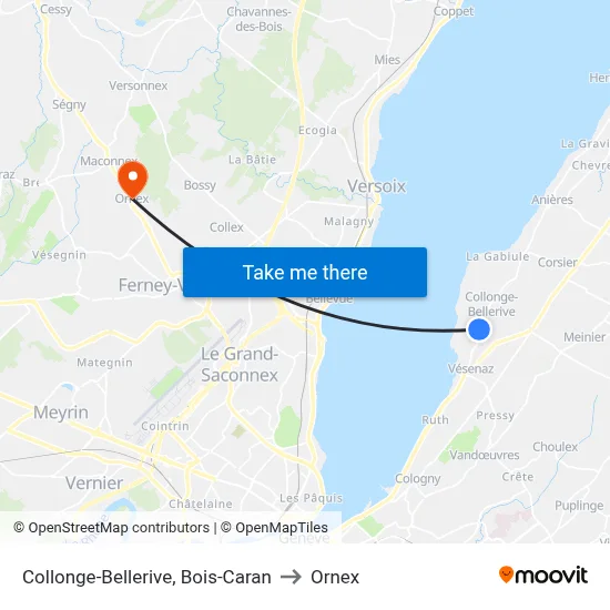 Collonge-Bellerive, Bois-Caran to Ornex map