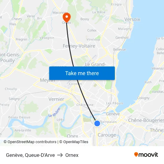 Genève, Queue-D'Arve to Ornex map