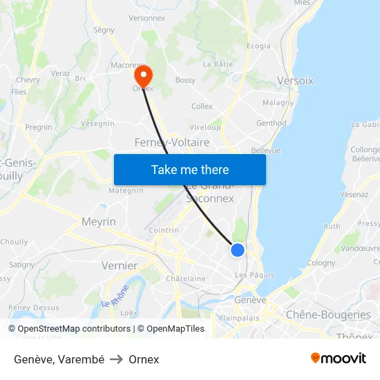 Genève, Varembé to Ornex map