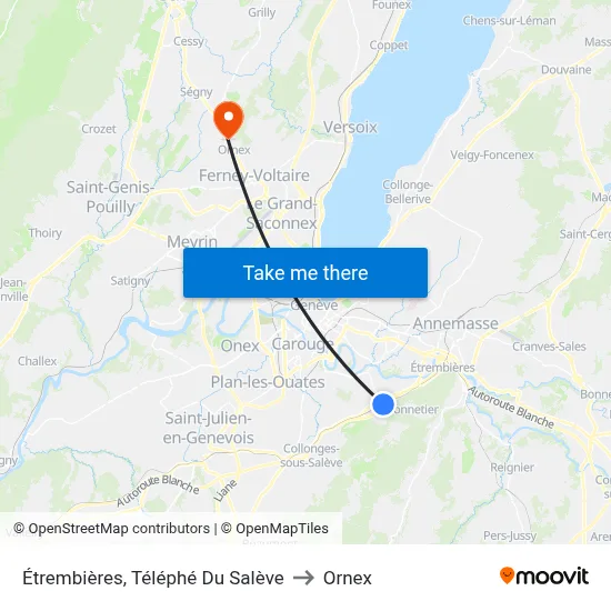 Étrembières, Téléphé Du Salève to Ornex map