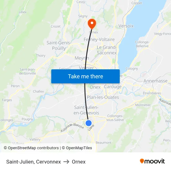 Saint-Julien, Cervonnex to Ornex map