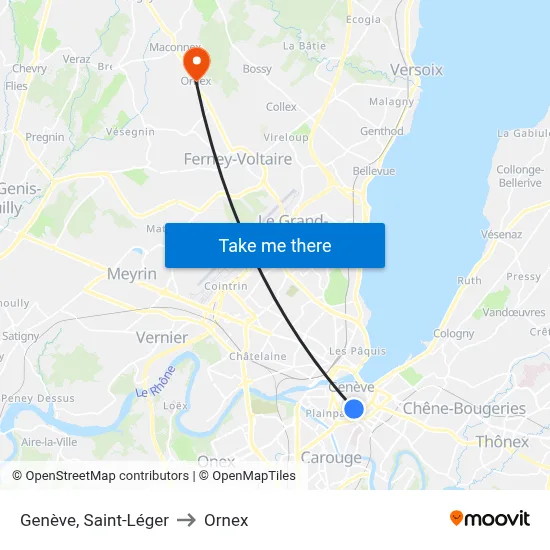 Genève, Saint-Léger to Ornex map