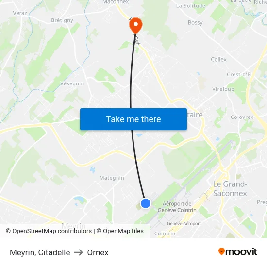 Meyrin, Citadelle to Ornex map