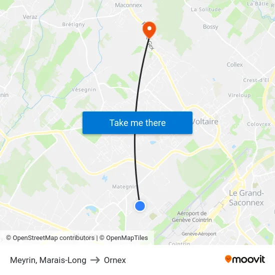 Meyrin, Marais-Long to Ornex map